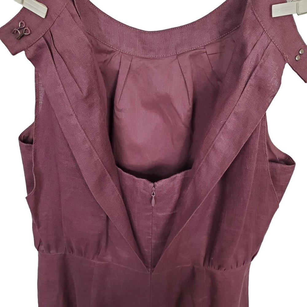 Ann Taylor Loft Size 8 Dress Linen Layered Sleeveless Lined Sheath Knee Purple - Picture 7 of 8